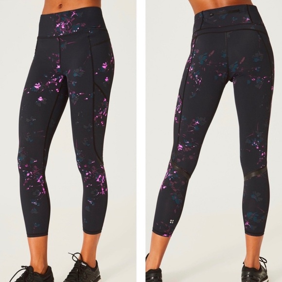 Sweaty Betty Zero Gravity High Waisted 7/8 Leggings Black Daisy Print size XL - Picture 1 of 9